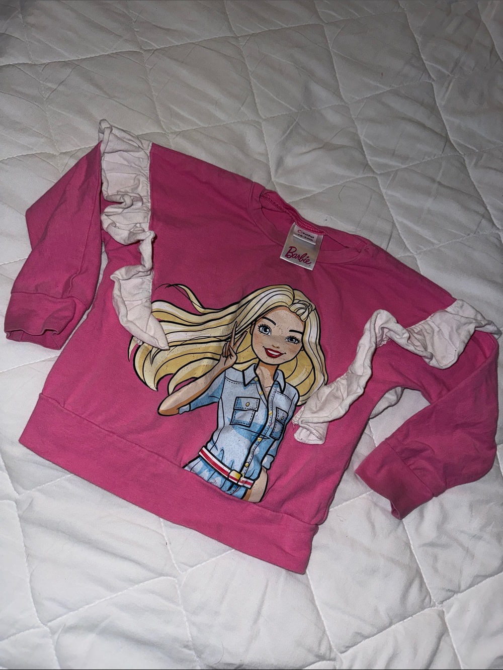 18-24m Barbie Pink Ruffle Sleeve Girls' Top